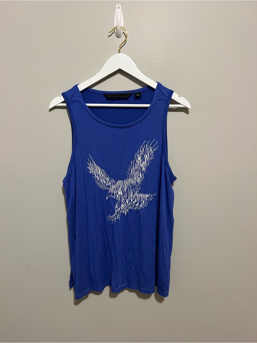 Harley Davidson Blue Graphic Tank Top with Silver Eagle Detail